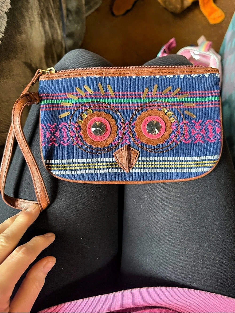Mossimo Crossbody Bag Owl Print Blue & Pink